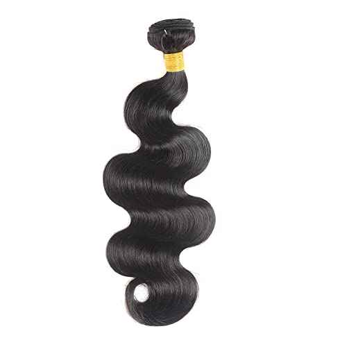 Hswpawk Hair 100% Unprocessed Brazilian Body Wave 1 Bundle Human Hair Natural Black Color Brazilian Body Wave Bundle Human Hair Weft (28 Inch)