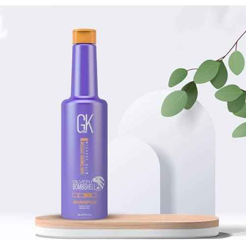 GK HAIR Global Keratin Silver Bombshell Purple Shampoo (24 Fl Oz/710ml) For Blonde, Platinum, Ash, Silver & Gray Hair Moisturizes Dry & Damaged Removes Yellow Brassy Tones