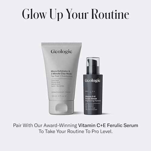 Geologie Micro Exfoliator & Clay Mask | 3-in-1 Deep Cleansing Face Wash, Pore Refining Mask & Skin Exfoliant | Tea Tree & Eucalyptus Scent For Men & Women | 4 fl oz
