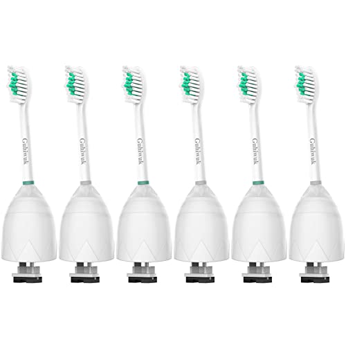 Replacement Toothbrush Heads Compatible with Philips Sonicare E-Series, Essence, Advance, CleanCare, Elite and Xtreme Screw-on Electric Phillips Brush Handles, 6 Pack
