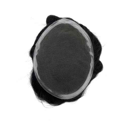Toupee for Men PU Around+Lace Base Real European Human Hair Pieces for Mens Hair Prosthesis Patch Units Hair Replacement System for Men (6x9")