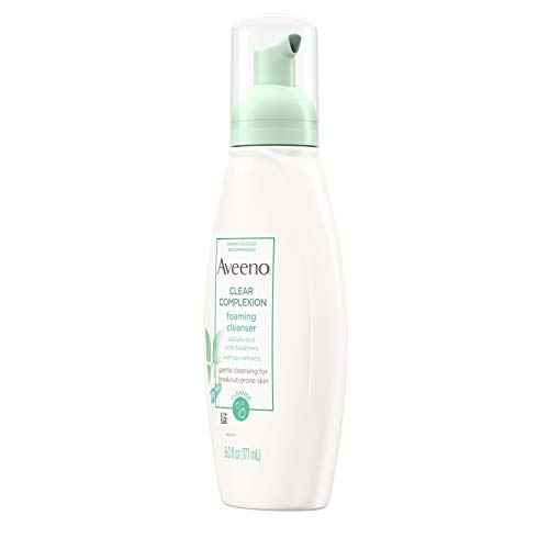 Aveeno Clear Complexion Foaming Oil-Free Facial Cleanser with Salicylic Acid for Breakout Prone Skin, Face Wash with Soy Extracts, Hypoallergenic and Non-Comedogenic, 6 fl. oz