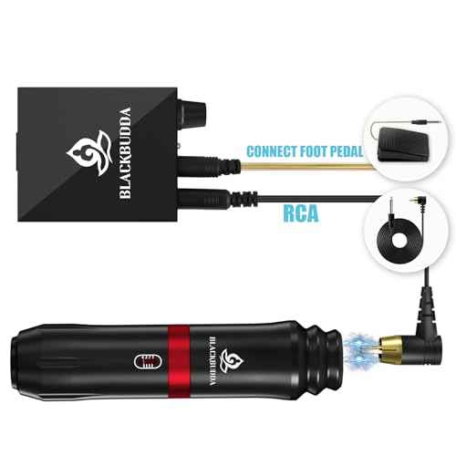 Tattoo Gun Kit for Beginners, Rotary Pen with Power Supply, Professional Ink Kit, Foot Pedal & Pigment, Light Tattoo Gun 10pcs Cartridge Needles,Complete Starter Set (Black)