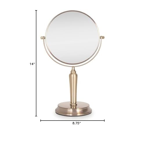 Zadro Anaheim 8.75¡± Round Non-Lighted Makeup Mirror 5X 1X Magnifying Makeup Mirrors Rotating Head Makeup Mirror for Desk
