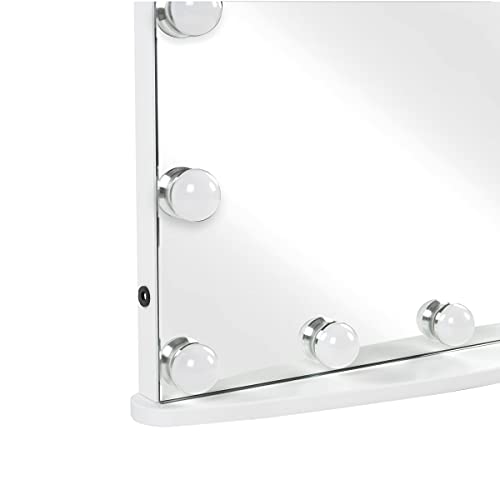 Prinz Lightup Vanity Mirror with 18 LED Lights, 25" Hollywood Makeup Mirror for Bedroom or Dressing Room, Tabletop, White