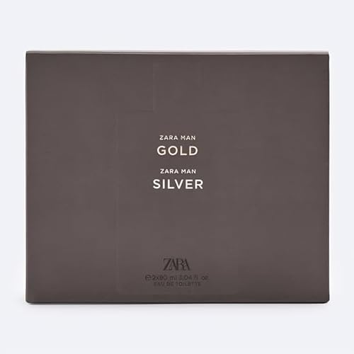 Zara Man Gold + Silver Cologne for Men Fragrance Set EDT Eau De Toilette 2x 90 ML (3.04 FL OZ)