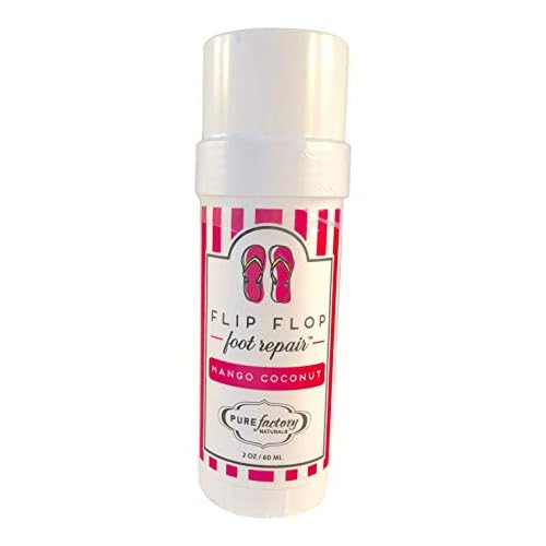 PureFactory Naturals Foot Balm Moisturizer For Rough Heels & Dry, Cracked Feet ? Flip Flop Foot Repair Bundle ? 4 Pack ? Mango Coconut, Lime Sugar, Orange Honey, Eucalyptus Mint