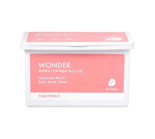 TONYMOLY Wonder Ceramide Mochi Collection Daily Face Mask Sheet, Hypoallergenic, Alcohol Free Korean Skincare Face Mask, 30 Sheets