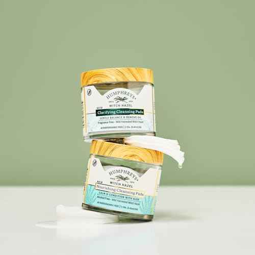 Humphreys Witch Hazel Nourishing Cleansing Pads | Wild Harvested Witch Hazel & Aloe | Hydrating, Natural Alcohol-Free Formula | 60 Rounds