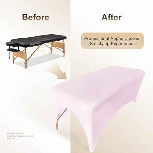 Spa Bed Cover Professional Lash Bed Cover Stretchy Massage Table Cover Beauty Bed Protective Topper, Excellent for Lash Extension, Spa, Massage, Beauty Salon, Wax, Tattoo Bed and Table (Pink)