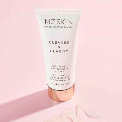 MZ SKIN Cleanse & Clarify Dual Action Cleanser & Mask 3.4 fl oz | Exfoliating AHA & Papaya Enzyme Face Wash | Smooths Texture, Refines Pores & Brightens