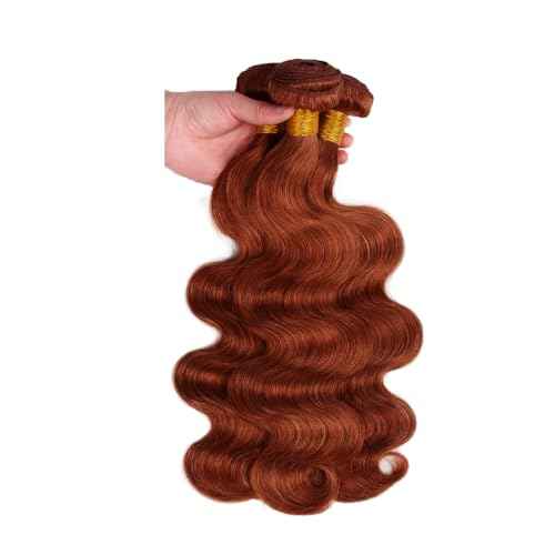 Copper Bundles Human Hair Color 33 Body Wave Bundles 22 24 26 Inch Double Weft Huxowax Peruvian Virgin Soft And Silky Remy Hair Extensions For Woman Auburn Body Wave Bundle 150g