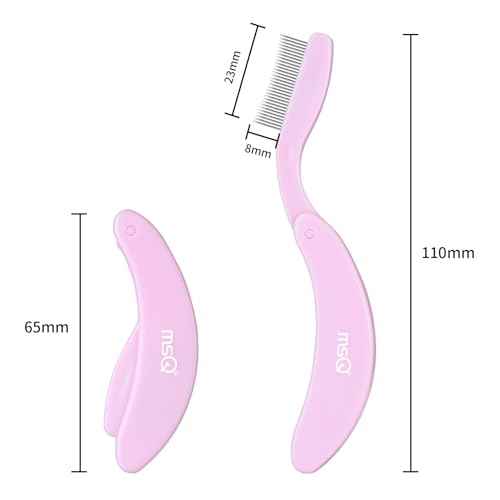 Eyelash Comb MSQ Eyelash Separator Tool Eyelash Comb Separator Folding Eyelash Brush Separator Lash Comb for Eyelash Makeup Brush (Pink)