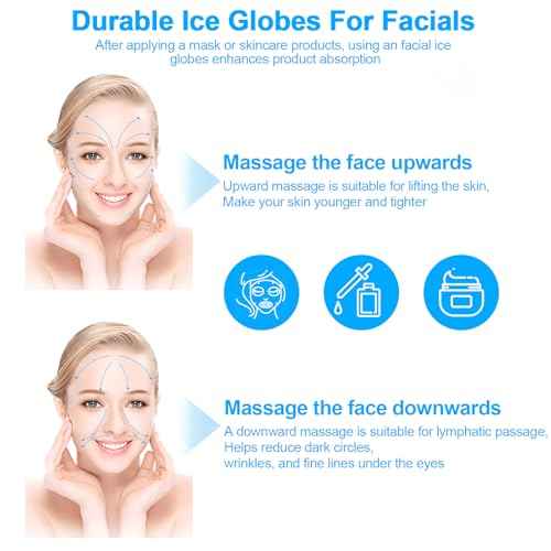 CGBE 360 Rotating Ice Globes for Face, Food-Grade Stainless Steel Facial Globes for Cryo Therapy, Smaller Ice Globes for Facials Reduce Wrinkles & Swelling - White