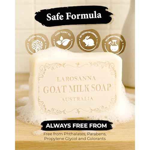 Australian Goat Milk Soap,Helps Moisturize,Smooth & Cleanse Skin,Triple-milled Bar Soap with Cocoa Butter,Aloe Vera and Pure Plant Oil,Body Soap Bars 6.3 oz for Adults & Babies,Pack of 4