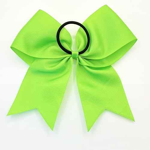 30PCS 8" Large Cheer Bows Hair Bows Ponytail Holder Handmade for Girls Teens Softball Cheerleader Sports (Neon Green)