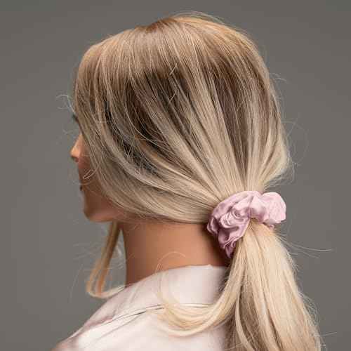 Silk Scrunchies for Hair 100% Mulberry Silk Hair Ties£¨Silver gray, Dark gray, Pink£©