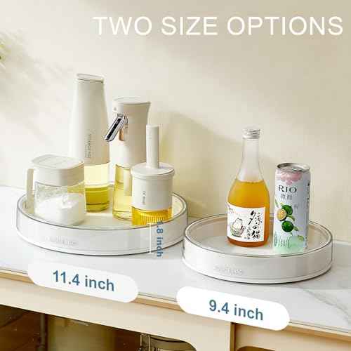 Anyoifax 360 Rotating Makeup Organizer Perfume Tray Skincare Holder Spinning Cosmetic Storage Bathroom Countertop Organizer Lazy Susan Turntable for Dresser, Vanity, Kitchen, Large White