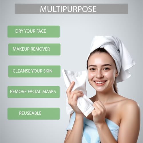 XL Disposable Face Towels 10¡± x 12¡± Eucalyptus Fiber Face Towelettes, Ultra Soft Facial Tissue Wipes for Women, Skin Friendly Dry Wipes Makeup Remover 50 Count (Pack of 1)