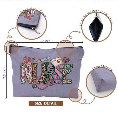 Nurse Makeup Bags,Nurse Gifts for Women,Nurse Cosmetic Bags With Zipper,Nurse Gifts for Nursing Student,Student Nurse Gifts(Purple)
