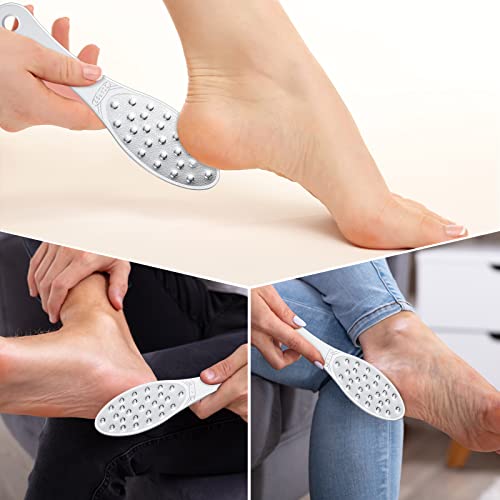 2 Pcs Stainless Steel Foot Scraper Metal Foot File Double Sided File Callus Remover Professional Feet Rasp Scrubber for Wet or Dry Skin Easy to Clean Pedicure Tool Heel