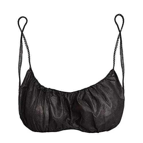 Disposable Extra Large Size Black Bra with Elastic 50 Pack for Spray Tanning