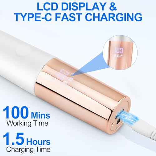 5-in-1 Bikini Trimmer Electric Razors for Women, Cordless Electric Shaver with LCD Display for Facial Body Legs Hair, Rechargeable Waterproof Pubic Body Hair Trimmer Birthday Christmas Gifts for Women