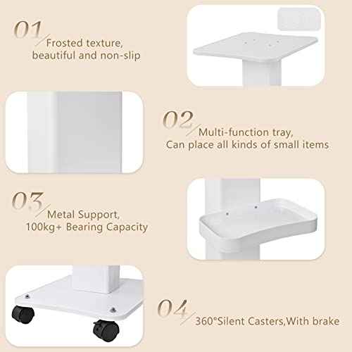 Beauty Trolley Cart with Wheels, 3 Tier Aluminum Beauty Rolling Cart, Hair Salon, Spa Salon, Vacuum Therapy Machine Trolley, Load 135lbs, 26.7 x 13.8 x 15 inch