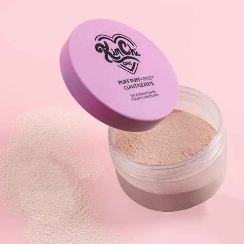 KimChi Chic Giant Puff Puff Pass Set & Bake Powder - Loose Setting Powder with Rice & Vitamin E, Finely Milled for All Day Wear, Translucent 80g