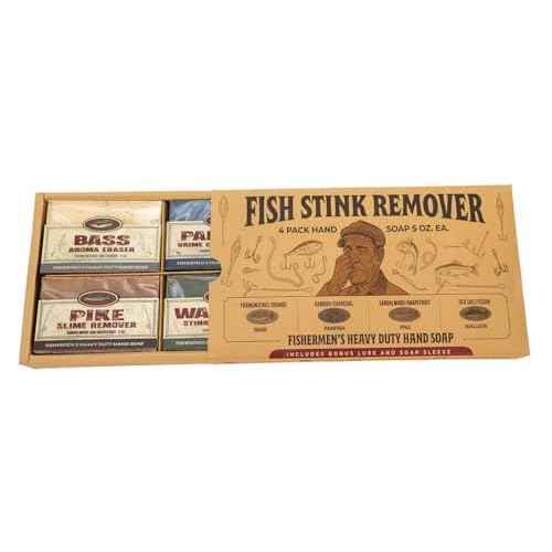 Fishermen¡¯s 4 Pack Soap Gift Set ? Great Smelling Heavy Grit Hand and Body Soap for Fishermen & Boaters ? Includes Topwater Fishing Lure & Sleeve ? Unique Fishing Gift for Men Who Love to Fish