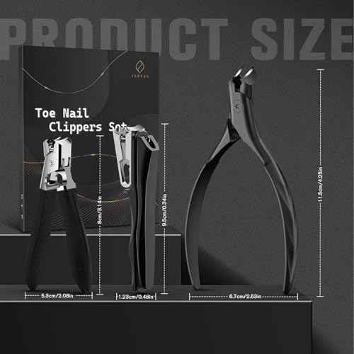 FERYES Toenail Tlippers for Seniors Thick Toenails,Upgrade Podiatrist Toe Nail Clippers Heavy Duty Nail Clippers for Men & Women 3PCS