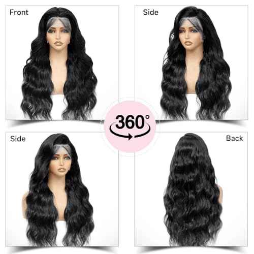 30 Inch Body Wave Lace Front Wigs Human Hair With Baby Hair 13x6 Hd Lace Frontal Wigs Pre Plucked Black Body Wave Wig Human hair 220% Density Long Black Lace Front Wigs For Women