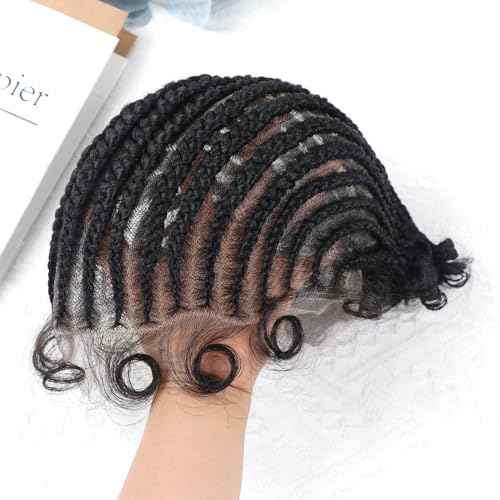 DIY Cornrow Box Short Braided Wigs for Black Women On-Trend Knotless Hand Tied HD Full Lace Boho Braid Wig with Baby Hair Premium Synthetic African American 9¡¯¡¯ Seamless Blending Unique Look