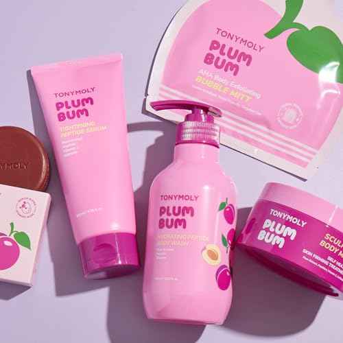 TONYMOLY Plum Bum Peptide Hydrating Body Wash ? Moisturizing & Nourishing Cleanser with Plum Extract, Peptides & Glycerin ? Gentle Korean Body Wash for Soft, Smooth, Radiant Skin, 13.5 fl oz