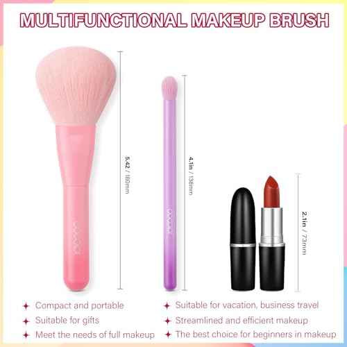 docolor 6 Piece Makeup Brush Set for for full face and eye makeup application, for Foundation, Powder, Blush, Contour, Concealer £¦ Eyeshadow, Mini Makeup Brushes Travel Gift Set Cruelty-Free & Vegan