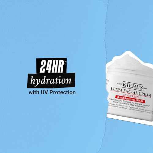 Kiehl's Ultra Facial Cream with SPF 30, Lightweight Daily Face Moisturizer for All Skin Types, 24-hour Hydration, UV Sunscreen Protection, Non-greasy, Absorbs Quickly, with Glacial Glycoprotein