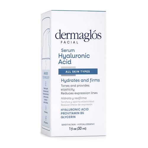 Dermaglos Hyaluronic Acid Serum For Face with Pro Vitamin B5 and Glycerin, Hydrates, Firms, Tones, and Reduces Expression Lines, Suitable for Sensitive Skin, 1 Fl Oz