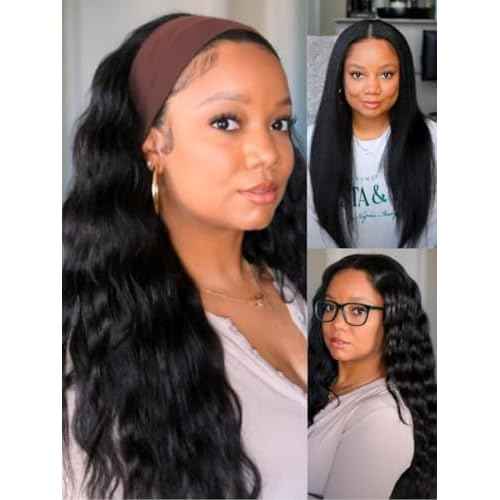 Beauty Forever EasiContour V Part Wigs Human Hair Yaki Straight Upgrade U Part Wigs Glueless Full Head Clip In Half Wig V Shape Drawstring Wigs No Leave Out Natural Color 150% Density 18inch