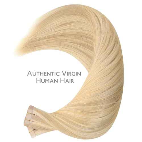 WENNALIFE Tape in Hair Extensions Human Hair, 40pcs 100g 18 inch Light Blonde Highlighted Golden Blonde Hair Extensions Real Human Hair Straight Tape in Extensions Invisible Human Hair Extensions