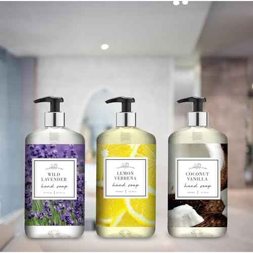 Charleston Home Hand Soap Collection, Wild Lavender, Lemon Verbena, Coconut Vanilla Hand Soap, 24.5 fl oz set of 6, Home and Body Company