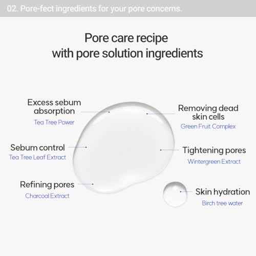 ROVECTIN Pore Care No-Sebum Pad for Sebum Clearing and Pore Clearing with Green Fruit Complex, Gentle Exfoliating Pads - 60 Pads