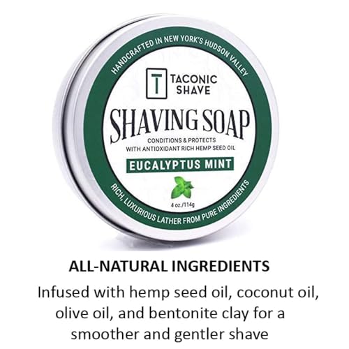Taconic Shave Eucalyptus Mint Scent Shaving Soap ? Invigorating Eucalyptus Menthol Aroma ? Barbershop Quality Puck with Natural Oils ? Cooling Lather ? Made in USA