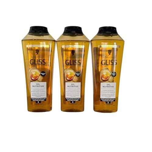 GLISS Hair Repair Shampoo, Oil Nutritive for Longer Hair Prone to Split Ends, 13.6 Ounces (Pack of 3)