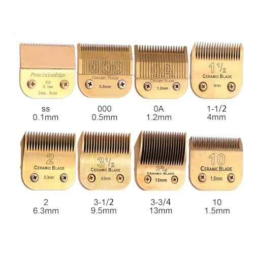 Professional Detachable Replacement Ceramic Blades Set,Cut Length,Compatible with Andis AGC,BDC,BGC,MBG Series/Oster Classic 76/Star-Teq/Power-Teq/A5 Clipper (1.2MM-9.5MM 4PACK) Golden