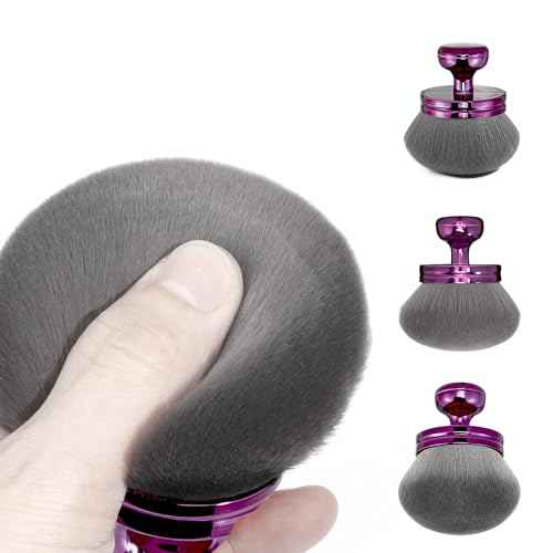 Blend & Blur Extra Large Body Makeup Brush for Self Tanner,Leg Makeup & Bronzer Self Tan Applicator, 3.2inch Wide Round Head Kabuki Brush For Application with Drawstring Bag (Purple) (Purple2)