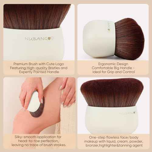 Extra Large Body Makeup Brush,Tanning Brush, Self Tanner, Foundation Bronzer Brush Cream Powder Liquid oil Applicator, Face Neck Leg Full Body Blending Brush(White)