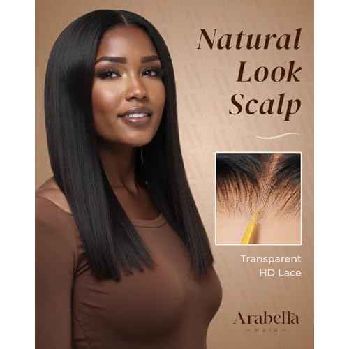 Arabella Hair 5x6 Glueless Wigs Human Hair Pre Plucked Pre Cut 230% Density Glueless Wigs 100% Human Hair 12a Pre Plucked Bleached Knots Straight Wig Human hair (16inch, 5X6 Straight Wig)