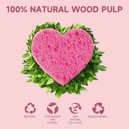 100 Count Compressed Pink Facial Sponges | 100% Natural Cellulose Eco-Friendly Makeup Sponges for Gentle Cleansing, Exfoliating & Stubborn Makeup Removal | Travel & Home Beauty Essentials for Women