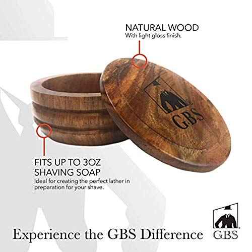 G.B.S GENTS Wooden Shaving Bowl with Lid – 3.5" Diameter | Classic Shaving Mug for Lathering Creams & Soaps | Elegant Beard Shaving Accessory for Men – Durable, Natural Wood Design