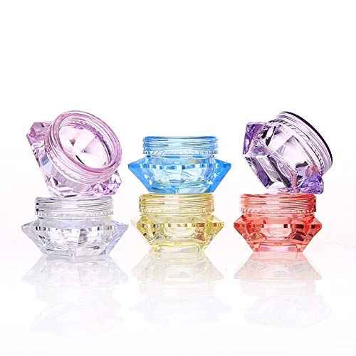 100Pcs Clear Refillable Empty DIY Cosmetic Pot Jars Case Diamond-shape Sample Bottles Vials Container for Eye Shadow Nails Powder Jewelry Makeup Cream Lotion Storage Travel Small Jar (3G)